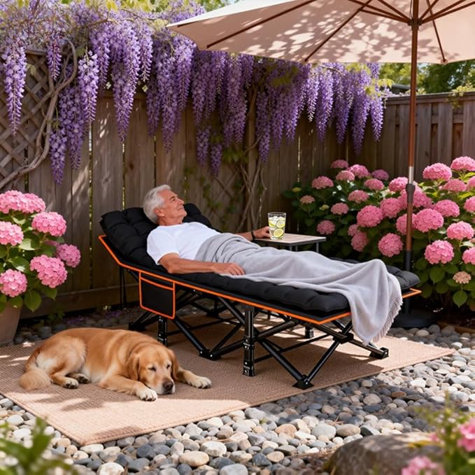 Camping bed with a load capacity of 560/660/760 lbs with a mattress and a storage bag. It is a foldable and easy-to-store guest bed A version without a mattress is also available (Black 560lbs)