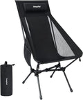 SUNNYFEEL High Back Camping Chair 15 Second Setup Frame 330lb Capacity Portable Backpacking Chair Lightweight &amp Compact Folding Camp Chair for Hiking Camping Black