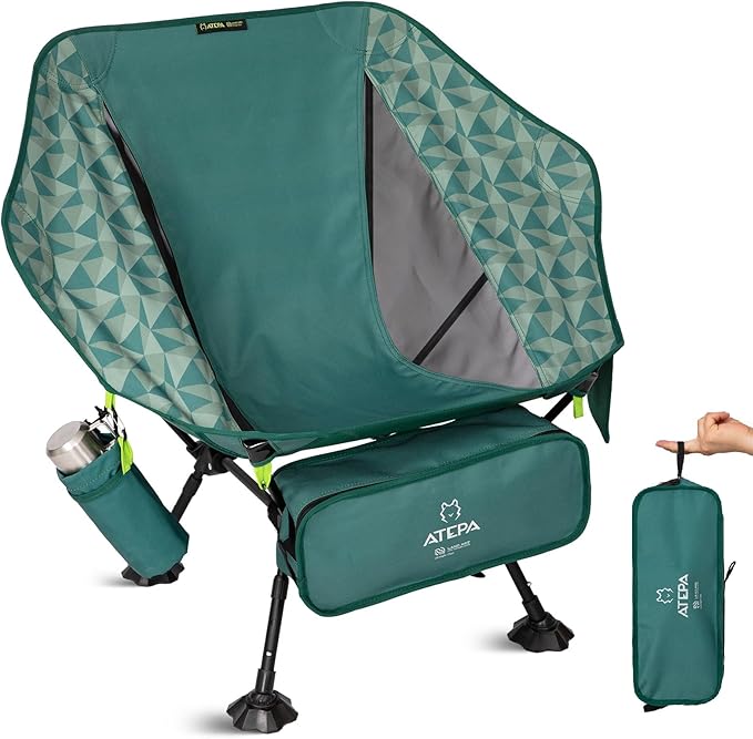 ATEPA UFO3.0 Backpacking Camping Chair Ultralight Extra Wide Comfortable Folding Chairs Heavy Duty Portable Hexagon Ergonomic Height Adjustable Seat with Anti-Sinking Feet for Hiking Outdoor
