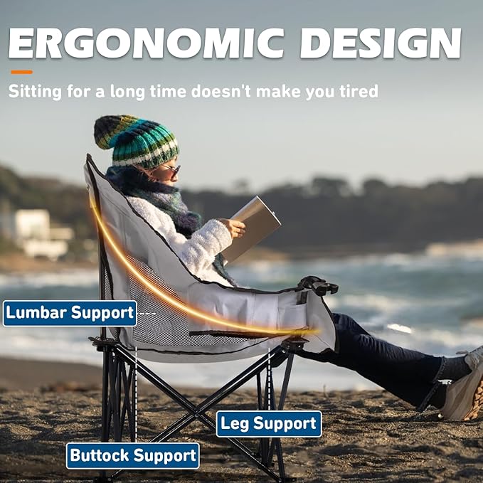 PUKAMI Oversized Double Camping Chair Folding Loveseat Camping Chair for Adults 2 Person Camping Couch Heavy Duty Camping Chairs Portable Outdoor Lawn Chairs with Cup Holder