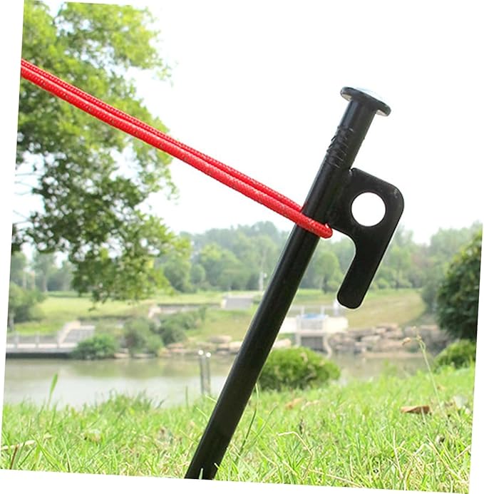 SUPVOX 10Pcs Heavy Duty Metal Tent Stakes Camping Ground Pegs with Storage Bag Durable Tarp Spikes for Secure Tent Fixing Easy Pull Out Design