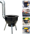 Multifunction Wood Burning Stove with Grill RackLarge Portable Charcoal GrillCamping Rocket Stove for Outdoor/Backyard CookingChinese Wood StoveOff Grid Living Supplies