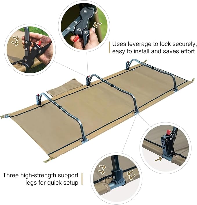 Camping Cot Portable Easy-to-Assemble Folding Outdoor Bed Mat Office Nap Sleeping