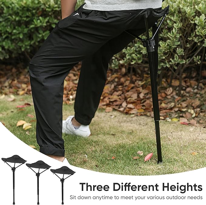Portable Outdoor Folding Stool Heavy Duty Camping Seat Black Compact Collapsible Chair for Hiking Fishing Gardening