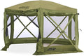 CLAM Pop Up Screen Tent Outdoor Camping Gazebo Canopy Pavilion 12.5' Green - Heavy-Duty Portable Screened Shelter with Netting for Beach Patio and Backyard