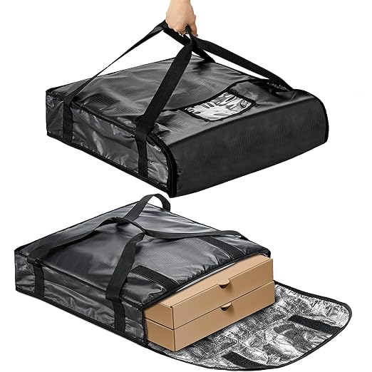 DEAYOU Pizza Bag Insulated Pizza and Food Delivery Bag Professional Thermal Pizza Warmer Bag Hot Pizza Carriers for Transport Catering Moisture Free Heavy Duty 20 x 20 x 5 Black