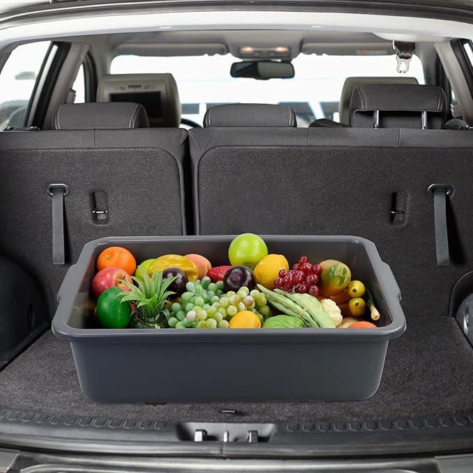 Hespama 4 Pack Commercial Bus Tub Box 32 L Extra Large Dish Pan Grey