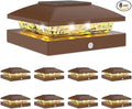 VOLISUN 4x4 Solar Post Cap Light 8packSolar Fence - Post Lights Brown Outdoor Waterproof for Wooden/Vinyl Post with Warm White for Deck
