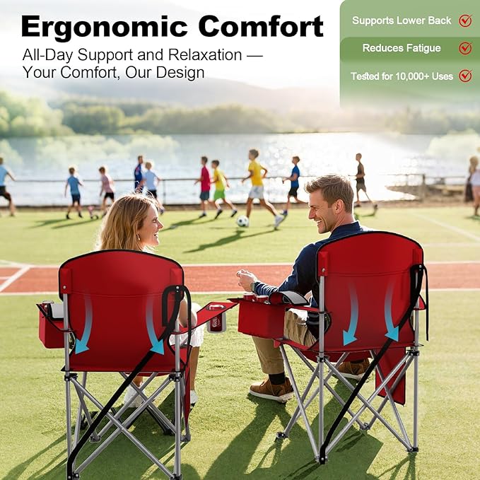 Folding Camping Chairs Durable 600D Oxford Portable Outdoor Chair with Cooler Pouch Cup Holder &amp Storage Pocket for Camping Beach Fishing