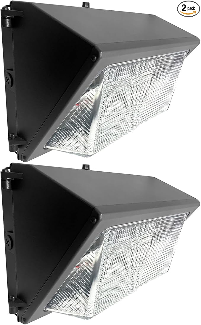 LEDONE LED Wall Pack Light High Voltage 347-480 Vac with Dusk to Dawn Photocell 25W/40W/60W/80W Selectable 3000K/4000K/5000K IP65 Outdoor Wall Pack Lighting ETL DLC Listed 2PK