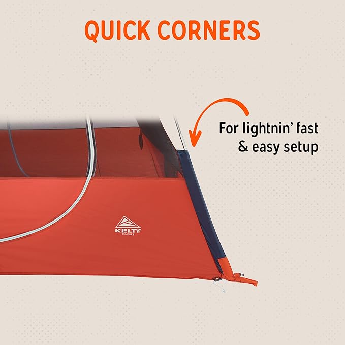 Kelty 4/6 Person Freestanding Rumpus Tent for Camping Car Camping Festivals and Family with Extra Large Vestibule