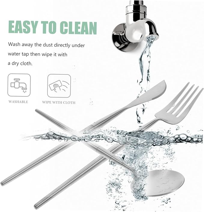 1set Portable Stainless Steel Camping Cutlery Utensils Detachable Fork Spoon Knife for Outdoor Dining Picnic Travel and School Dishwasher Safe