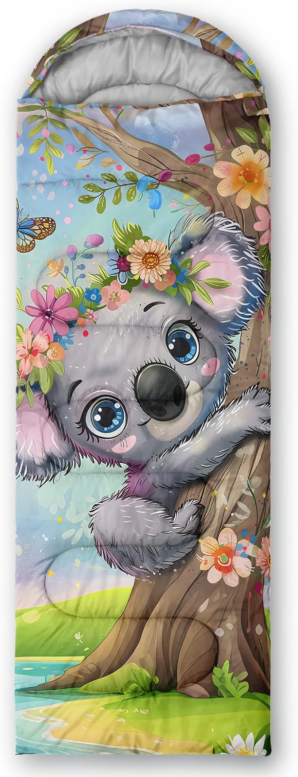 AILONEN Kawaii Panda Sleeping BagsLightweight &amp Waterproof3 Season Warm &amp Cool WeatherDreamy Purple Flower Animal Themed Sleeping Bags for BoysGirlsKidsAdults TravellingOutdoors