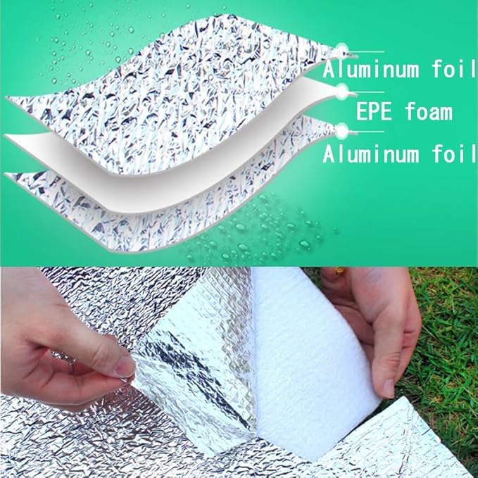 Camping Mat Foam Foil Blanket for Camping Foam Pad Insulating Foil Mat Sleeping Tent Pad Thermal Aluminum Camping mat for Reflecting Heat 78 x 78 inches