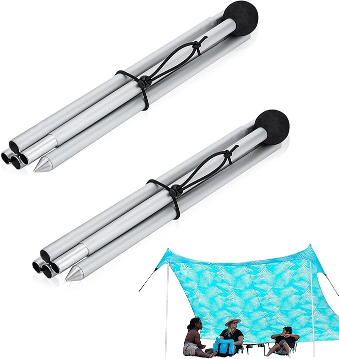 2 Pack Replacement Beach Tent Poles Compatible with Neso Portable Extra Poles for Beach Tent 6.56ft Pole Aluminum Canopy Foldable Pole Compatible with Neso Grande and Gigante Tents