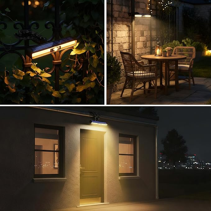 Solar Outdoor Lights with Motion Sensor 36 LED Waterproof Solar Powered Clamp Lights for Garden Patio Pathway Fence Yard - 3 Lighting Modes (Warm Light)