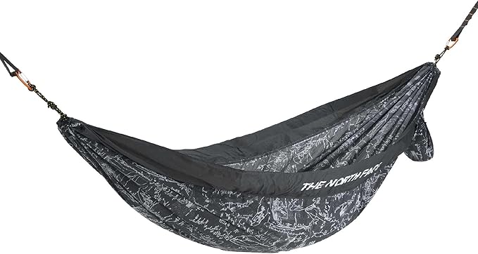 THE NORTH FACE Wawona Camp Hammock - Includes Carabiners &amp Tree Straps for Easy Setup Storage Bag Doubles as Pocket Anthracite Grey Conrad Topo Print/Anthracite Grey One Size