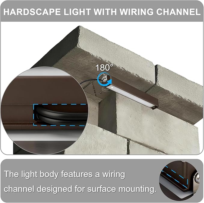 Landscape Hardscape Lighting 7 Inch Retaining Wall Lights 12 Volt 5W LED Low Voltage Paver Lights for Outdoor Wall Deck Step Stair Fence Post 2700K/3000K/3500K/4000K/5000K Bronze 2PK