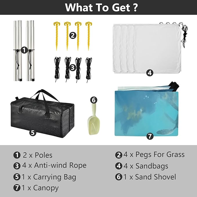Sea TurtleCamping Sun Shelters 9.2 x 10.5 FT Beach Canopy Tent Sun Shade with Carrying Bag for Camping Trips Fishing Backyard Fun or Picnics 21340796