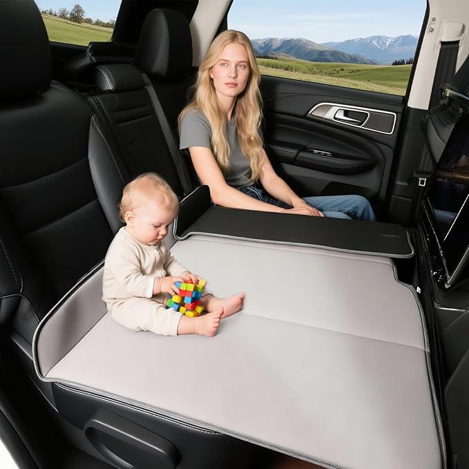 Car Bed Backseat for SUV Car Camping Bed Platform | Folding Mattress Eco-Friendly Flocking Portable Travel Platform No-Inflation Foldable Backseat Mattress Camping Essentials for Sleeping Gray