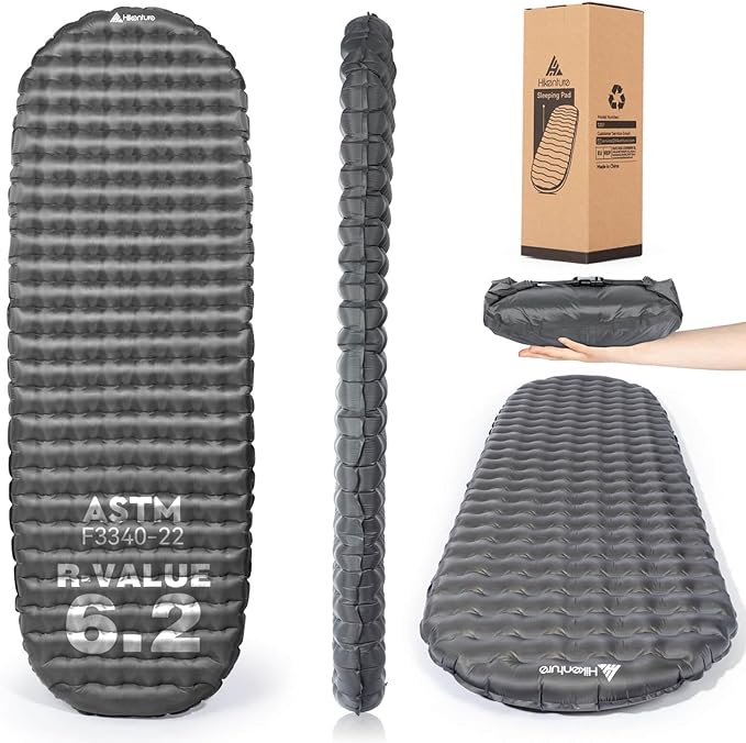 Hikenture Camping Sleeping Pad with 6.2 R-Value Ultralight Camping Mattress for All Season Compact &amp Insulated Sleeping Mat for BackpackingHikingOutdoor