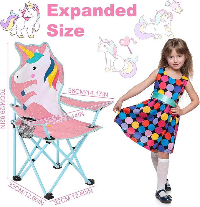 KABOER Kids Outdoor Folding Lawn and Camping Chair with Cup Holder and Carrying Bag Children's Camping Chairs