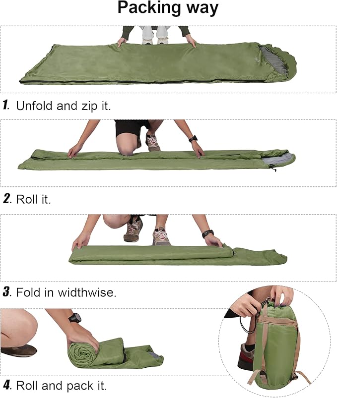 REDCAMP Ultra Lightweight Sleeping Bag for Backpacking Hiking Comfort for Adults Warm Weather with Compression Sack