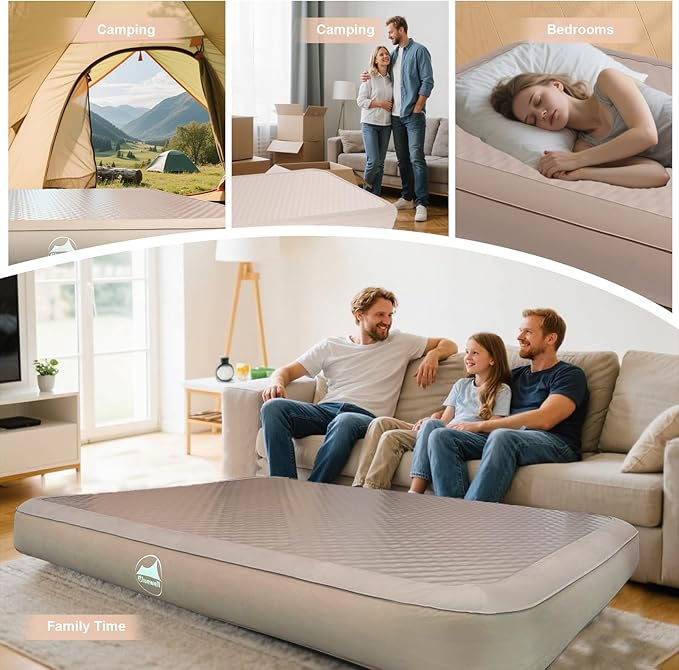 Bluewell Air Mattress Inflatable Bed – Built-in Pump Quick Inflate &amp Deflate Durable &amp Lightweight Perfect for Camping Travel and Guest Use – Queen