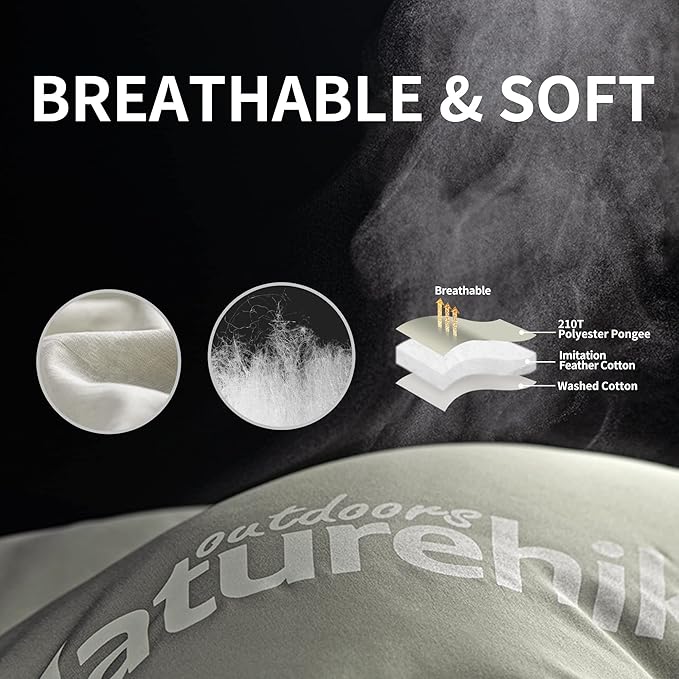 Naturehike Sleeping Bag for Adults with Hood 33-53℉ Lightweight Hollow Cotton Sleeping Bag 3 Seasons Waterproof Spliceable Sleeping Bags for Camping Hiking Traveling