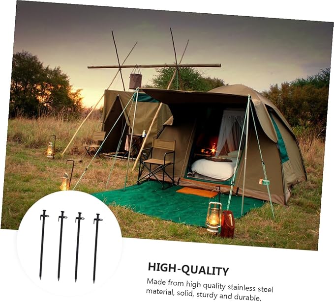 Steel Tent Stakes 30cm Heavy Duty Tent Pegs 4pcs Outdoor Camping Hiking Accessories for Snow and Hard Ground