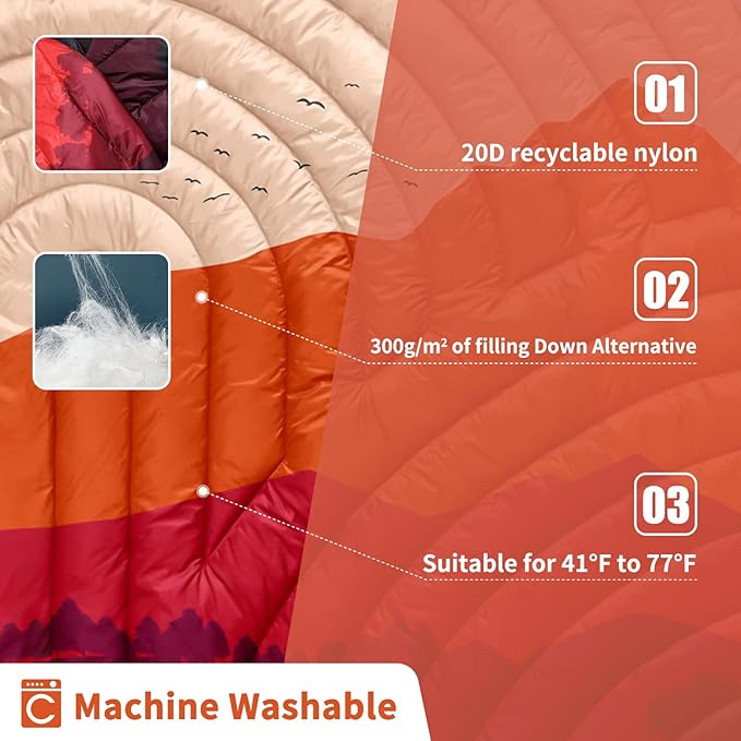 Camping BlanketLightweight Puffy Printed Camping Blanket Packable Outdoor Blanket for CampingTraveling Stadium Hiking Picnics