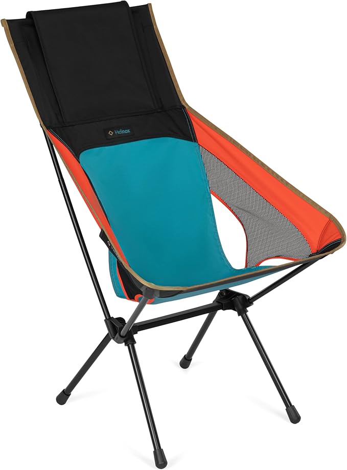 Helinox Sunset Chair (re) Packable Outdoor Furniture Summer Vacation Holiday Seat Foldable Lightweight High-Back Comfort Sustainable Eco-Friendly Materials 3.66 lbs(1.6 kg) Heritage Multi Block