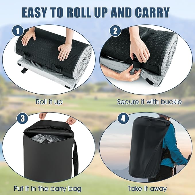 Goplus Memory Foam Camping Mattress Portable Roll up Sleeping Pad w/Anti-Slip Bottom Travel Bag Single/Twin Waterproof Floor Mat Guest Bed