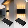 Solar Wall Lights Outdoor 2 Pack Up and Down Solar Wall Sconce 3000K Warm White Dusk to Dawn IP65 Waterproof Exterior Mounted Lights Up to 16H Runtime for Porch Doorway Entryway