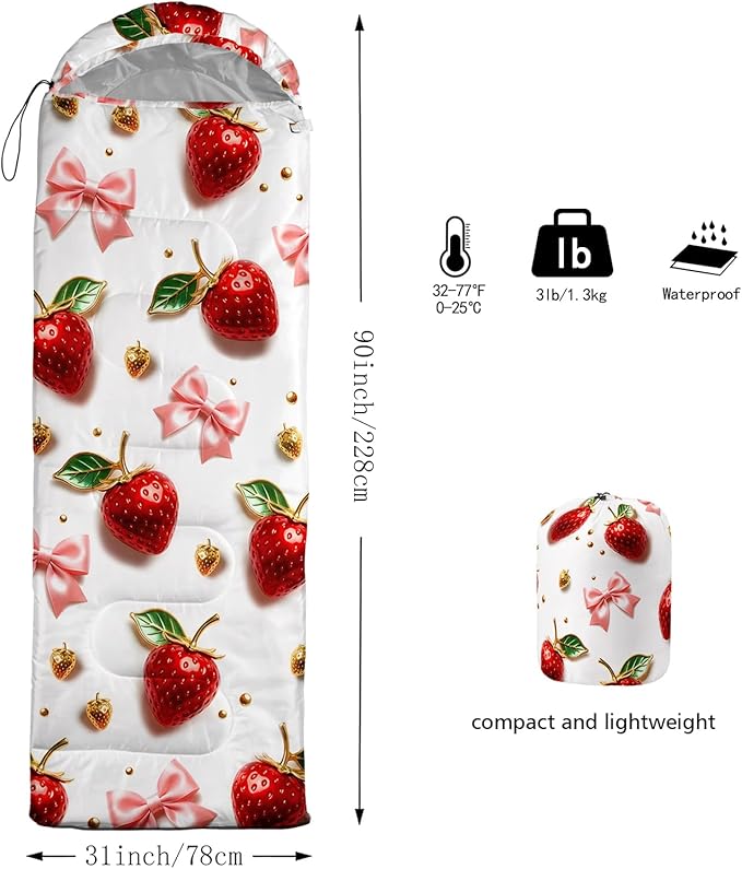 QOOMO Camping Sleeping Bags3 Season Warm &amp Cool WeatherLightweightWaterproof Sleeping Bags for Adults &amp KidsTravelingand OutdoorsCamping Gear Equipment