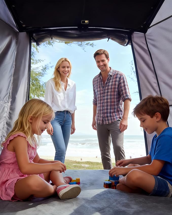 Camping Tent with Canopy for Tesla Model Y Juniper Accessories 2025 2026 [UPF50+ &amp Waterproof PU 3000mm] 420D Oxford Fabric Car Tailgate Shade Awning with Screen Net for 7-8 Person - Grey