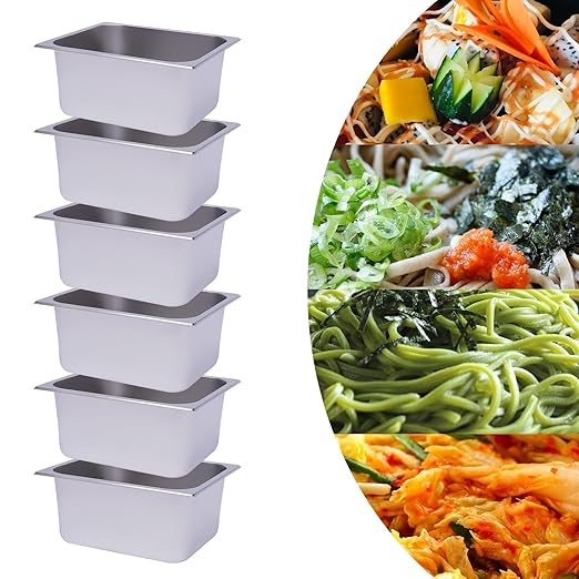 6 Pack Hotel Pans 6 Deep Stainless Steel Steam Table Pan Restaurant Steam Table Plate Commercial Food Storage Containers for Hotel Cafeteria Party 12.99 L x 10.24 W