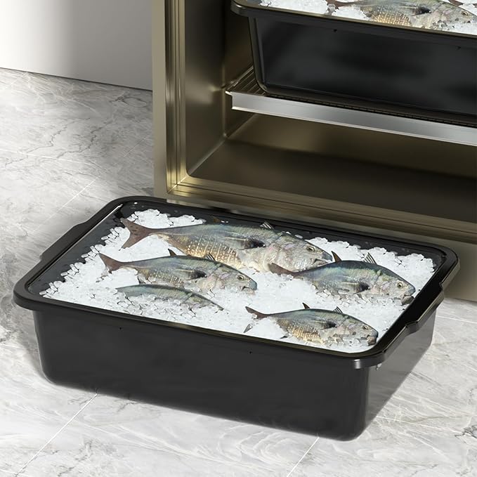 4-Pack 35 L Commercial Food Service Bus Tubs Large Plastic Commercial Bus Box Black