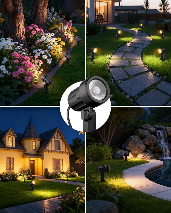 ZZXX 3W Low Voltage Landscape Lighting with Connectors LED Landscape Spotlights Waterproof Low Voltage Landscape Lights 2700K Warm White Spot Lights Outdoor for Tree Garden Yard Pathway 4 Pack