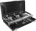 Camping Stove 3 Burner Propane Portable Camp Stove with Regulator Push-Button Instant Ignition Portable Camp Grill Adjustable Burners for Car Camping Outdoor Cooking (BLACK-19800 BTUs)