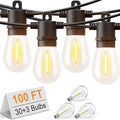 Svater LED Outdoor String Lights 100 FT Patio Lights with Shatterproof Bulbs Outside Hanging Light Waterproof for Porch Deck Garden Backyard Balcony Dimmable 2700K