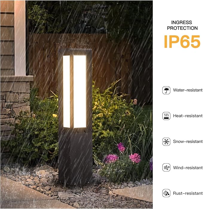 Landscape Path Light Hard Wired 31.5 Outdoor Pathway Lights AC100-240V Waterproof Bollard Driveway Lamp Modern 3000K Standing Lighting Patio Lawn Tall Garden Lantern for Commercial Walkway