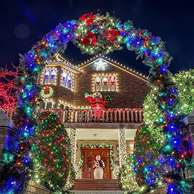 QITONG 500 LED 165ft Christmas String Lights Outdoor Waterproof Multicolor Lights wiht 8 Modes Green Wire Twinkle String Lights Plug in