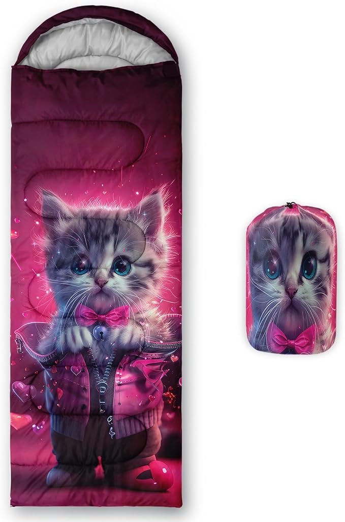 AILONEN Kawaii Panda Sleeping BagsLightweight &amp Waterproof3 Season Warm &amp Cool WeatherDreamy Purple Flower Animal Themed Sleeping Bags for BoysGirlsKidsAdults TravellingOutdoors
