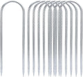 SHENGHUISS 12 Inch Rebar StakesU Shaped Trampoline Stakes High Wind Ground Anchors8 Pack Galvanized Steel Rebar Stakes for TrampolineCamping TentGarden DecorationsChicken Coop