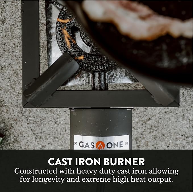 GasOne High Pressure Single Propane Burner - Outdoor Cooking with Heat Shield and Guard – Propane Burner Head for Camping Tailgating Seafood Boil Home Brewing - Patent Pending