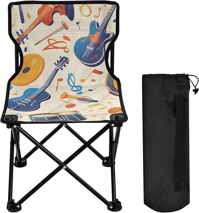 Guitar and Cello Portable Camping Chairs Folding Chair - Durable Oxford Fabric Lightweight Iron Frame Easy Fold Design - Ideal for Outdoor Activities Camping Fishing and Travel