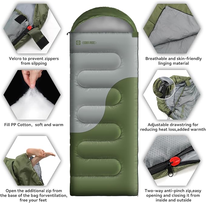 Sleeping Bags for Adults&ampKidsLightweight Waterproof Warm Weather Sleeping BagCompact Portable Sleeping Bag for CampingEssentials Gear for Camping Hiking Outdoor Travel