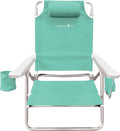 Caribbean Joe Folding Beach Chair 5 Position Lightweight Portable Reclining Outdoor Camping Chair with Headrest Shoulder Strap and Cup Holder Mint