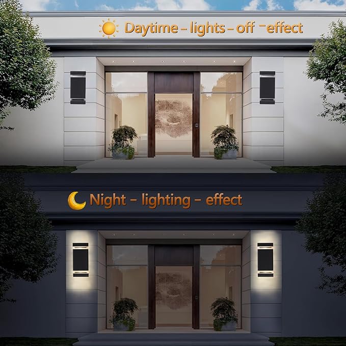 LED Outdoor Wall Light 4 Pack Square Up and Down Exterior Lighting Fixture Wall Mount Modern Aluminum Porch Light Waterproof Outside Lights for House